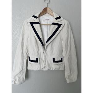 Alice + Olivia White Blazer with Black Trim Velour Size Small